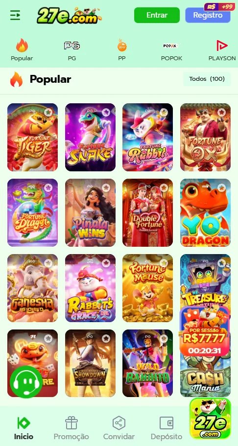 Usuário acessando o aplicativo da 27e.com em smartphone